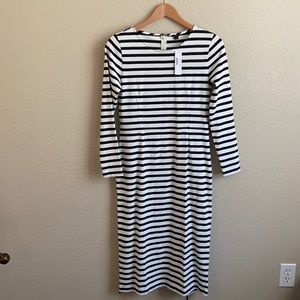 J Crew Black/White Stripe Mid Dress